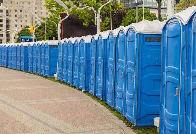 Seasonal porta potty units set up at a Oakley, California venue